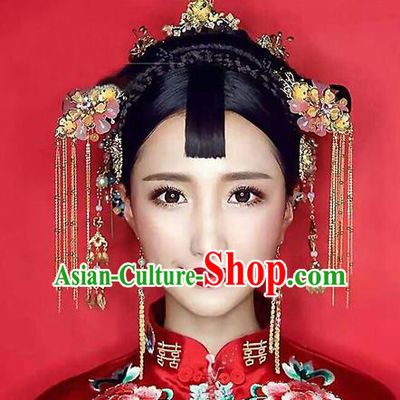 Chinese Handmade Classical Hair Accessories Ancient Palace Hairpins Tassel Step Shake Complete Set for Women