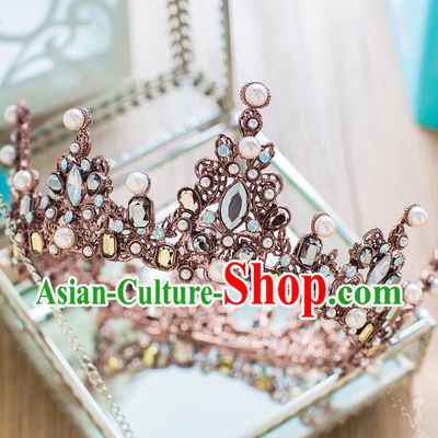 Handmade Classical Hair Accessories Bride Baroque Crystal Round Royal Crown for Women