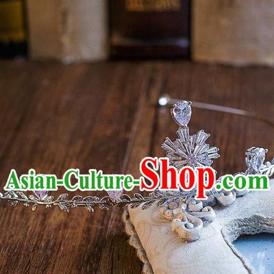 Handmade Classical Hair Accessories Bride Baroque Crystal Snowflake Royal Crown Headwear for Women