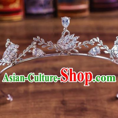 Handmade Classical Hair Accessories Bride Baroque Crystal Swan Royal Crown Headwear for Women