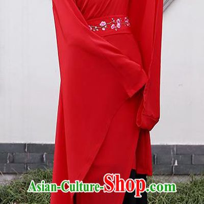 Traditional Chinese Ancient Han Dynasty Princess Wedding Clothing Embroidered Red Curving-front Robe for Women