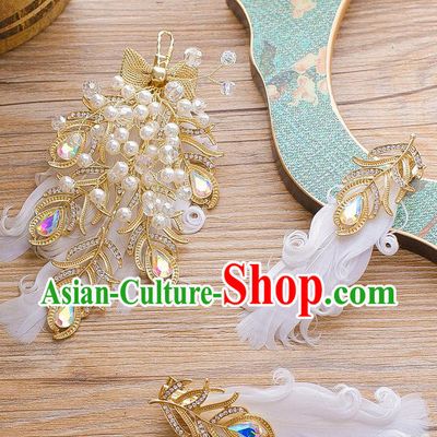 Handmade Classical Wedding Hair Accessories Bride Feather Hair Claws Headwear for Women