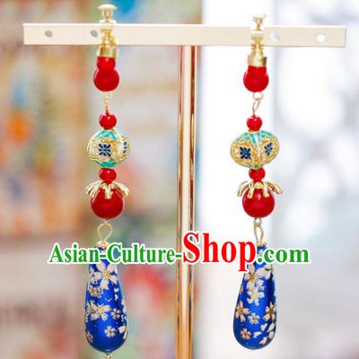 Handmade Classical Wedding Accessories Bride Hanfu Cloisonne Earrings for Women
