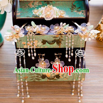 Chinese Handmade Classical Hair Accessories Ancient Pearls Tassel Hair Clip Hairpins for Women
