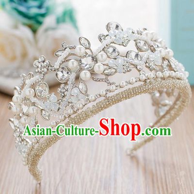 Handmade Classical Hair Accessories Baroque Crystal Royal Crown Headwear for Women