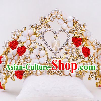 Handmade Classical Hair Accessories Baroque Luxury Crystal Pearls Royal Crown Headwear for Women
