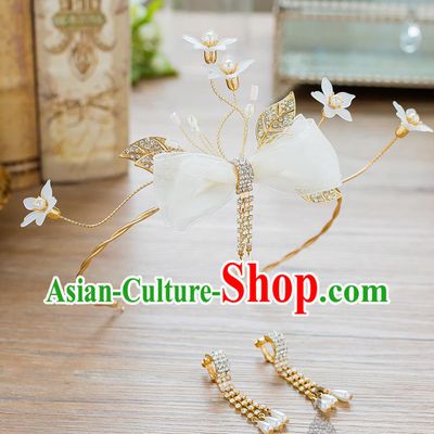 Handmade Classical Wedding Hair Accessories Bride Bowknot Hair Clasp Headwear for Women