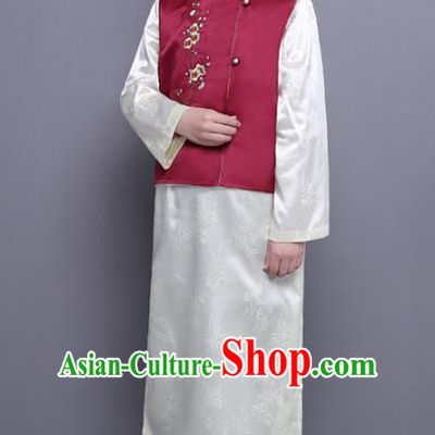 Traditional Republic of China Nobility Childe Embroidered Costume Chinese Long Robe for Men
