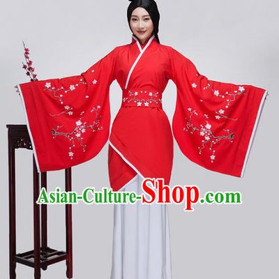 Traditional China Han Dynasty Ancient Princess Wedding Costume Embroidered Red Curving-front Robe for Women