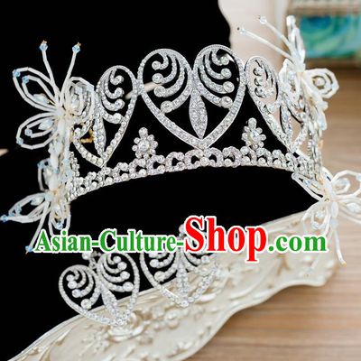 Handmade Classical Hair Accessories Baroque Bride Crystal Royal Crown Hair Coronet Headwear for Women