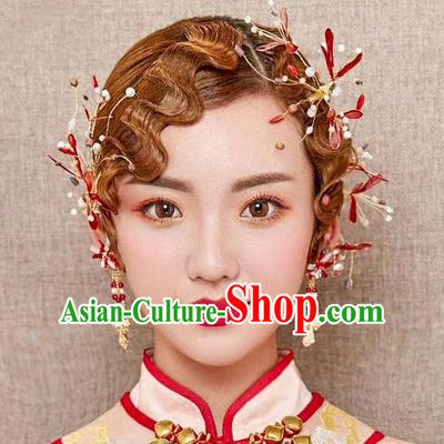 Handmade Classical Wedding Hair Accessories Bride Red Hair Claws Headwear for Women