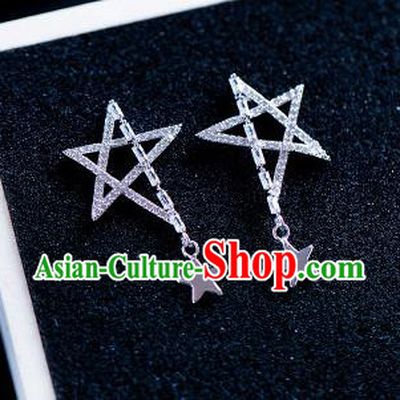 Handmade Classical Wedding Accessories Baroque Crystal Star Earrings for Women