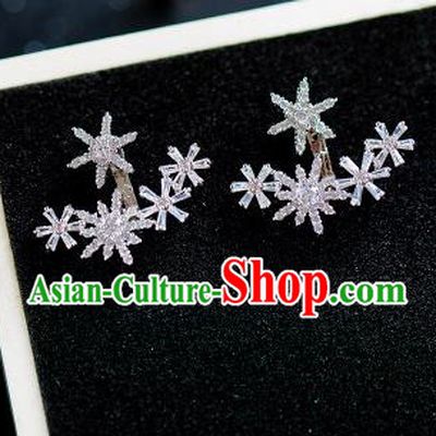 Handmade Classical Wedding Accessories Baroque Crystal Snowflake Earrings for Women
