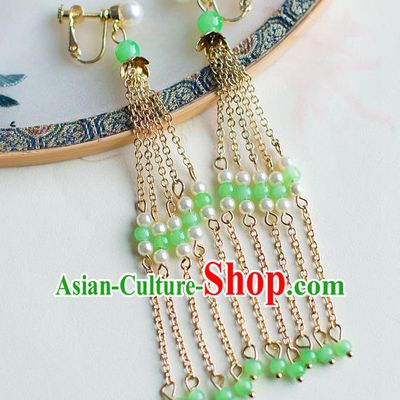 China Handmade Classical Wedding Accessories Hanfu Long Tassel Earrings for Women