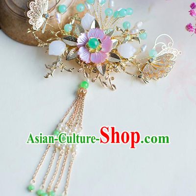 Chinese Handmade Classical Hair Accessories Wedding Butterfly Hairpins Tassel Step Shake Headwear