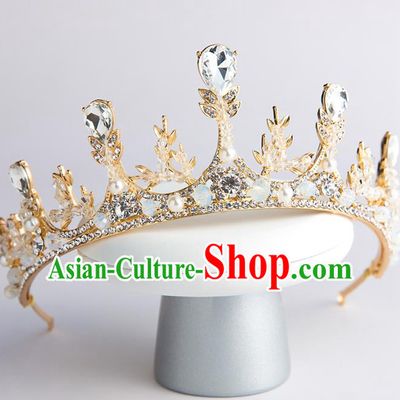 Handmade Classical Hair Accessories Baroque Princess Crystal Royal Crown Headwear for Women