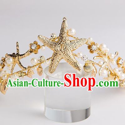 Handmade Classical Hair Accessories Baroque Bride Crystal Pearls Royal Crown Headwear for Women