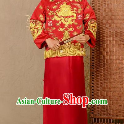 Ancient Chinese Wedding Costume Ancient Groom Toast Clothing Tang Suit for Men