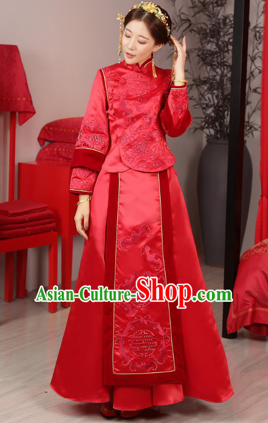 Traditional Chinese Wedding Costumes Traditional Xiuhe Suits Ancient Chinese bridal Full Dress Traditional Chinese Wedding Costumes Traditional Xiuhe Suits Ancient Chinese bridal Full Dress
