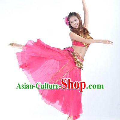 Traditional Indian Bollywood Belly Dance Rosy Dress Asian India Oriental Dance Costume for Women