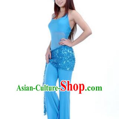 Traditional Indian Belly Dance Oriental Dance Blue Costume for Women