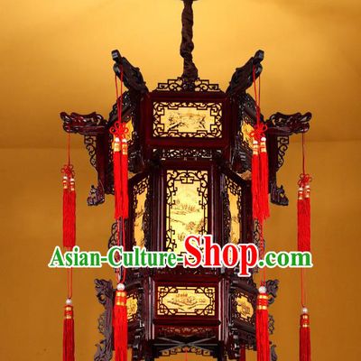 Traditional Chinese New Year Wood Palace Lanterns Hanging Lantern Ancient Ceiling Lamp