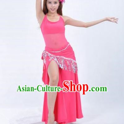 Traditional Indian National Belly Dance Rosy Dress India Oriental Dance Costume for Women