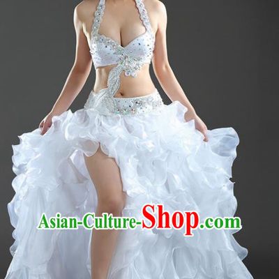 Indian National Belly Dance White Dress India Bollywood Oriental Dance Costume for Women