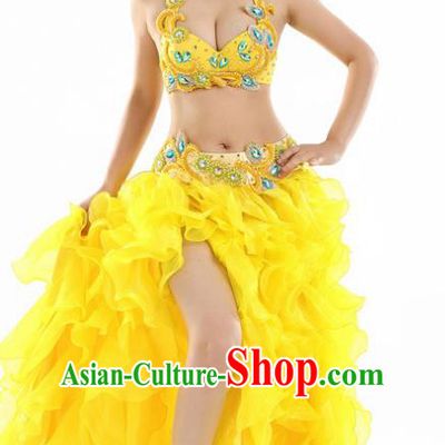 Indian National Belly Dance Yellow Dress India Bollywood Oriental Dance Costume for Women