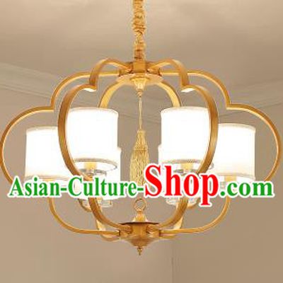 Traditional Chinese Gold-framed Ceiling Palace Lanterns Handmade Six-Lights Lantern Ancient Lamp