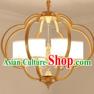 Traditional Chinese Gold-framed Ceiling Palace Lanterns Handmade Eight-Lights Lantern Ancient Lamp