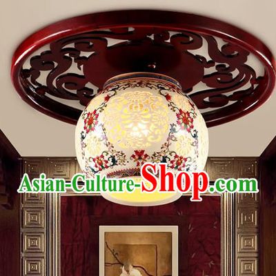 Traditional Chinese Ceiling Palace Lanterns Handmade Pierced Porcelain Lantern Ancient Lamp