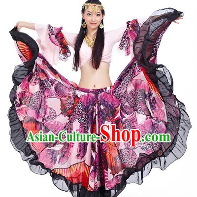 Indian National Belly Dance Printing Dress India Bollywood Oriental Dance Costume for Women