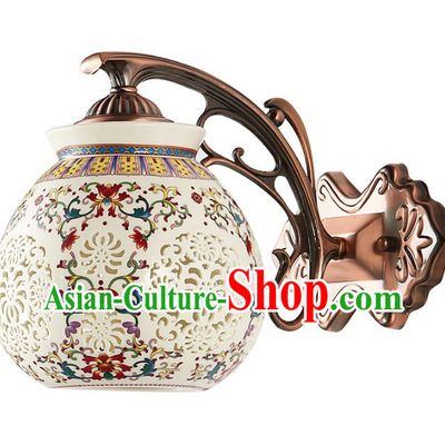 Traditional Chinese Palace Lanterns Handmade Colorful Porcelain Wall Lantern Ancient Lamp