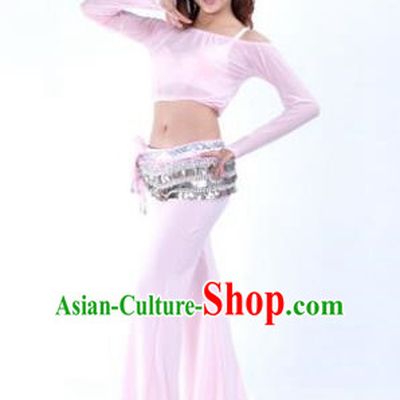 Indian National Belly Dance Pink Uniform Bollywood Oriental Dance Costume for Women