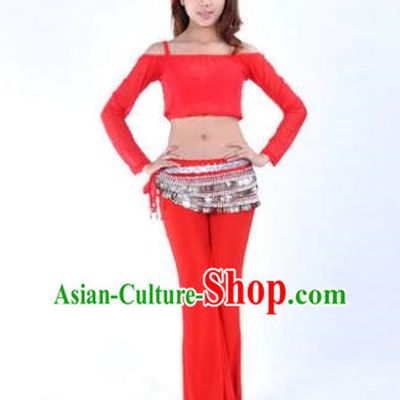 Indian National Belly Dance Red Uniform Bollywood Oriental Dance Costume for Women
