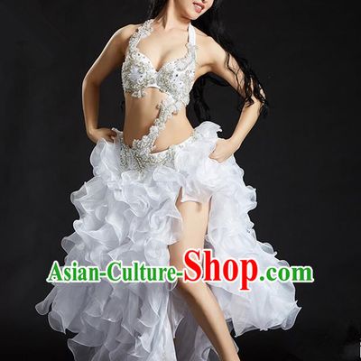 Traditional Indian National Belly Dance White Dress India Bollywood Oriental Dance Costume for Women