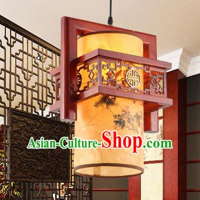 Traditional Chinese Printing Ceiling Palace Lanterns Handmade Wood Hanging Lantern Ancient Lamp
