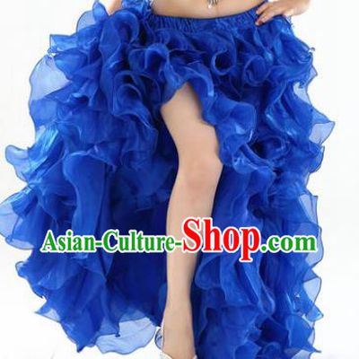 Traditional Indian National Belly Dance Royalblue Bubble Split Skirt India Bollywood Oriental Dance Costume for Women