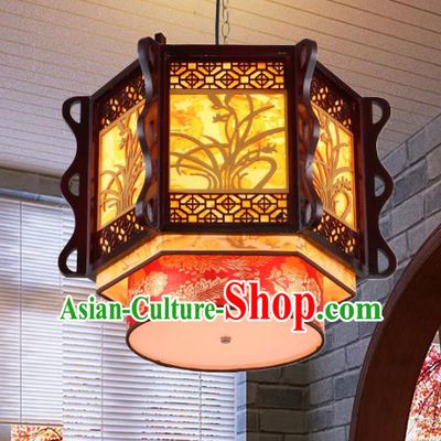 Traditional Chinese Wood Carving Orchid Ceiling Palace Lanterns Handmade Lantern Ancient Lamp