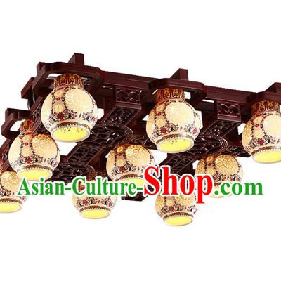 Traditional Chinese Porcelain Ceiling Palace Lanterns Handmade Nine-pieces Lantern Ancient Lamp