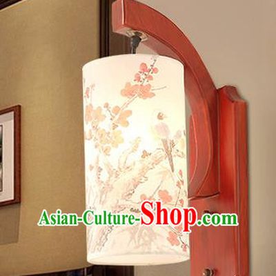 Traditional China Ancient Painting Plum Blossom Lanterns Handmade Wood Lantern Ancient Wall Lamp