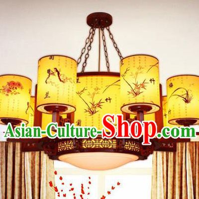 Traditional Chinese Painted Ceiling Lanterns Handmade Wood Palace Lantern Ancient Lamp