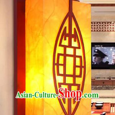 Traditional China Ancient Wood Yellow Wall Lanterns Handmade Carving Lantern Ancient Lamp