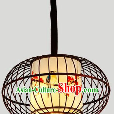 Traditional Chinese Iron Hanging Lanterns Ancient Handmade Lantern Ancient Painted Birds Lamp