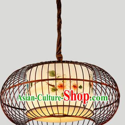 Traditional Chinese Iron Hanging Lanterns Ancient Handmade Lantern Ancient Painted Flowers Lamp