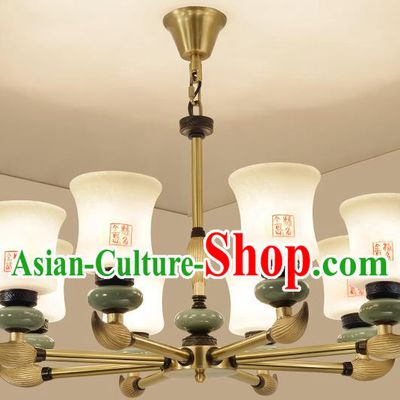 Traditional Handmade Chinese Porcelain Palace Lanterns Ancient Eight-Lights Ceiling Lantern Ancient Lamp