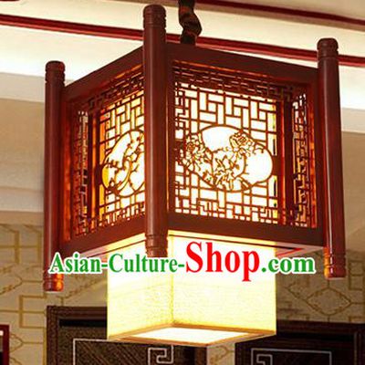 Traditional Chinese Handmade Wood Carving Chrysanthemum Lantern Asian Ceiling Lanterns Ancient Lantern
