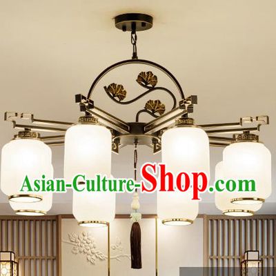 Traditional Handmade Chinese Iron Carving Hanging Lanterns Ancient Eight-Lights Ceiling Lantern Ancient Lamp