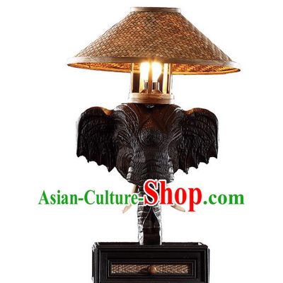 Handmade Thailand Elephant Desk Lantern Asian Lanterns Religion Carving Lantern Traditional Lamp